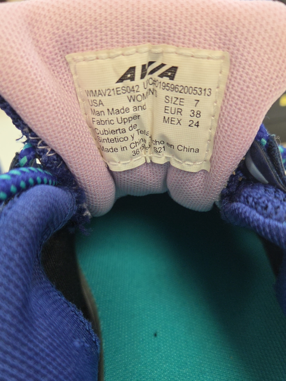 Kids Blue Athletic Sneakers with Pink Lining - Size 7